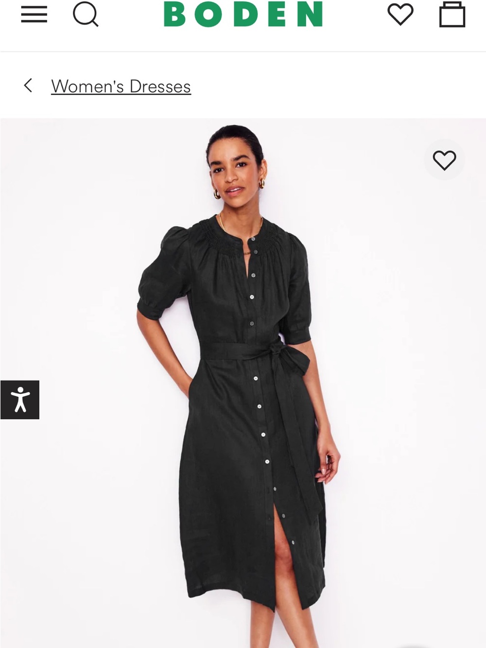 Boden Black Button-Front Midi Shirt Dress - Picture 4 of 6